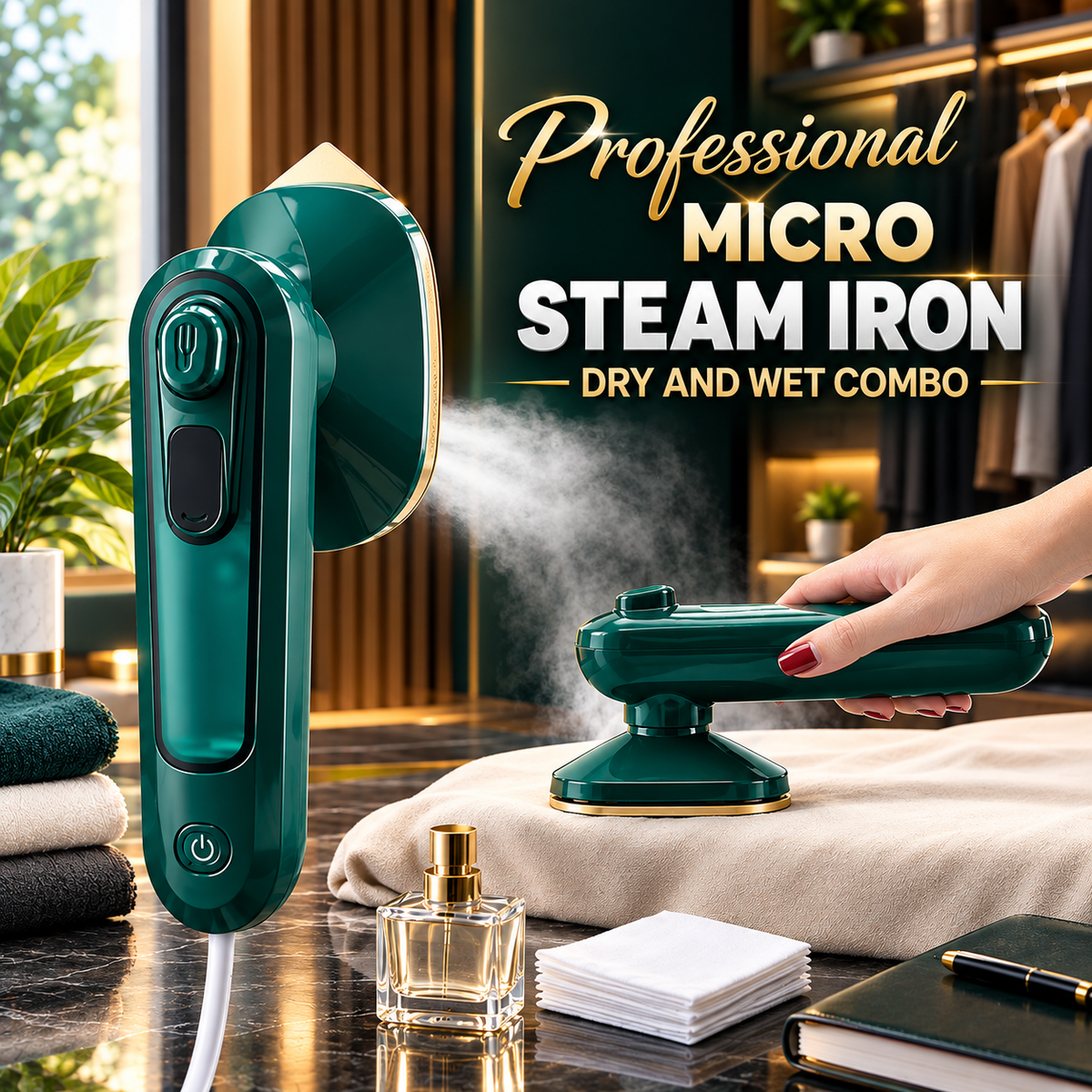 Mini Electric Portable Iron – Wet & Dry Travel Garment Steamer
