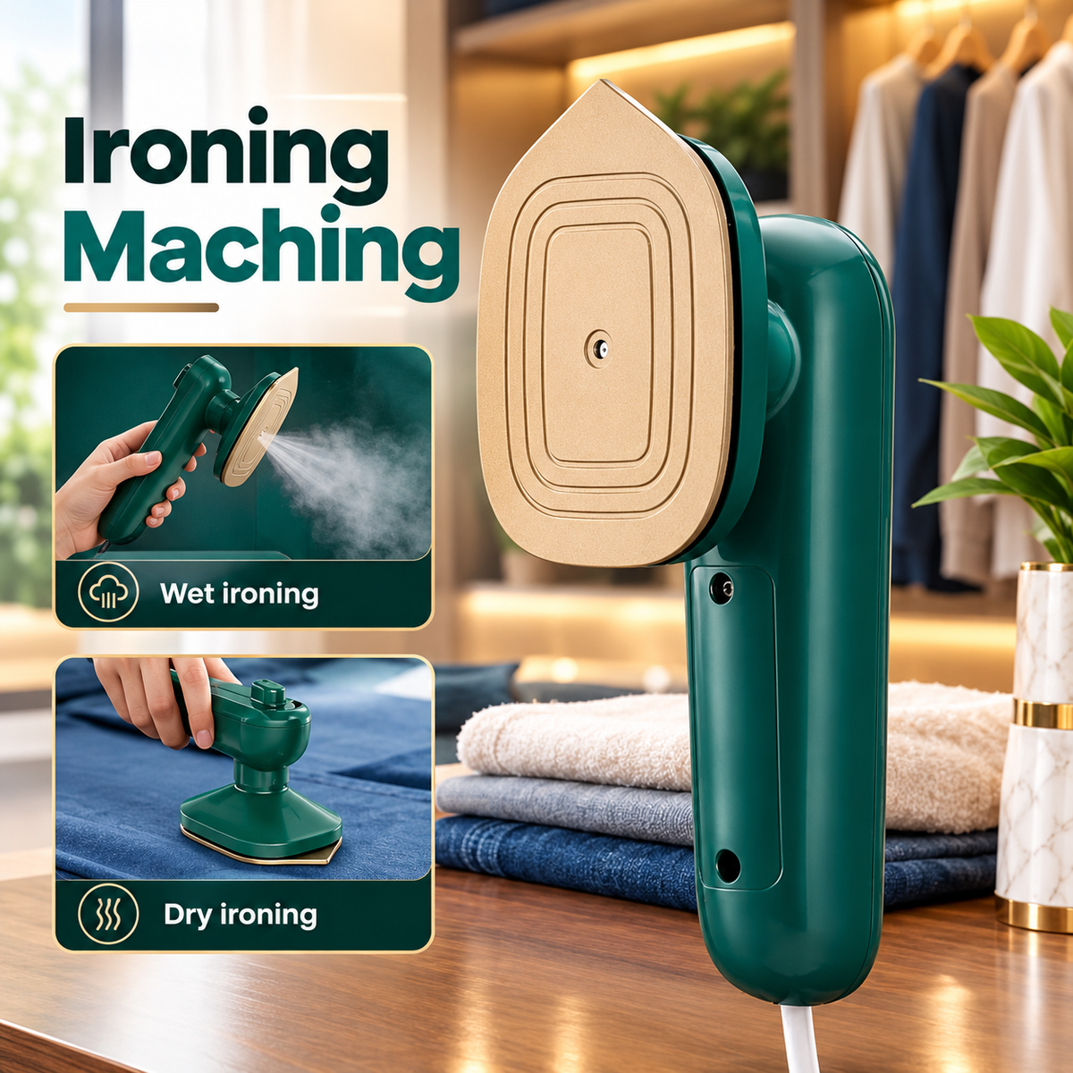 Mini Electric Portable Iron – Wet & Dry Travel Garment Steamer