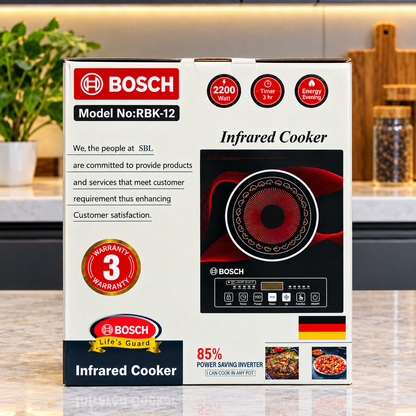Bosch 2200 Watts Infrared Cooker RBK-12 With Digital Touch Controls Multiple Cooking Functions And Safety Lock For Modern Kitchens