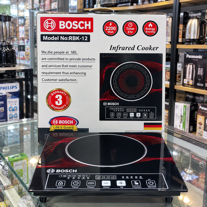 Bosch 2200 Watts Infrared Cooker RBK-12 With Digital Touch Controls Multiple Cooking Functions And Safety Lock For Modern Kitchens